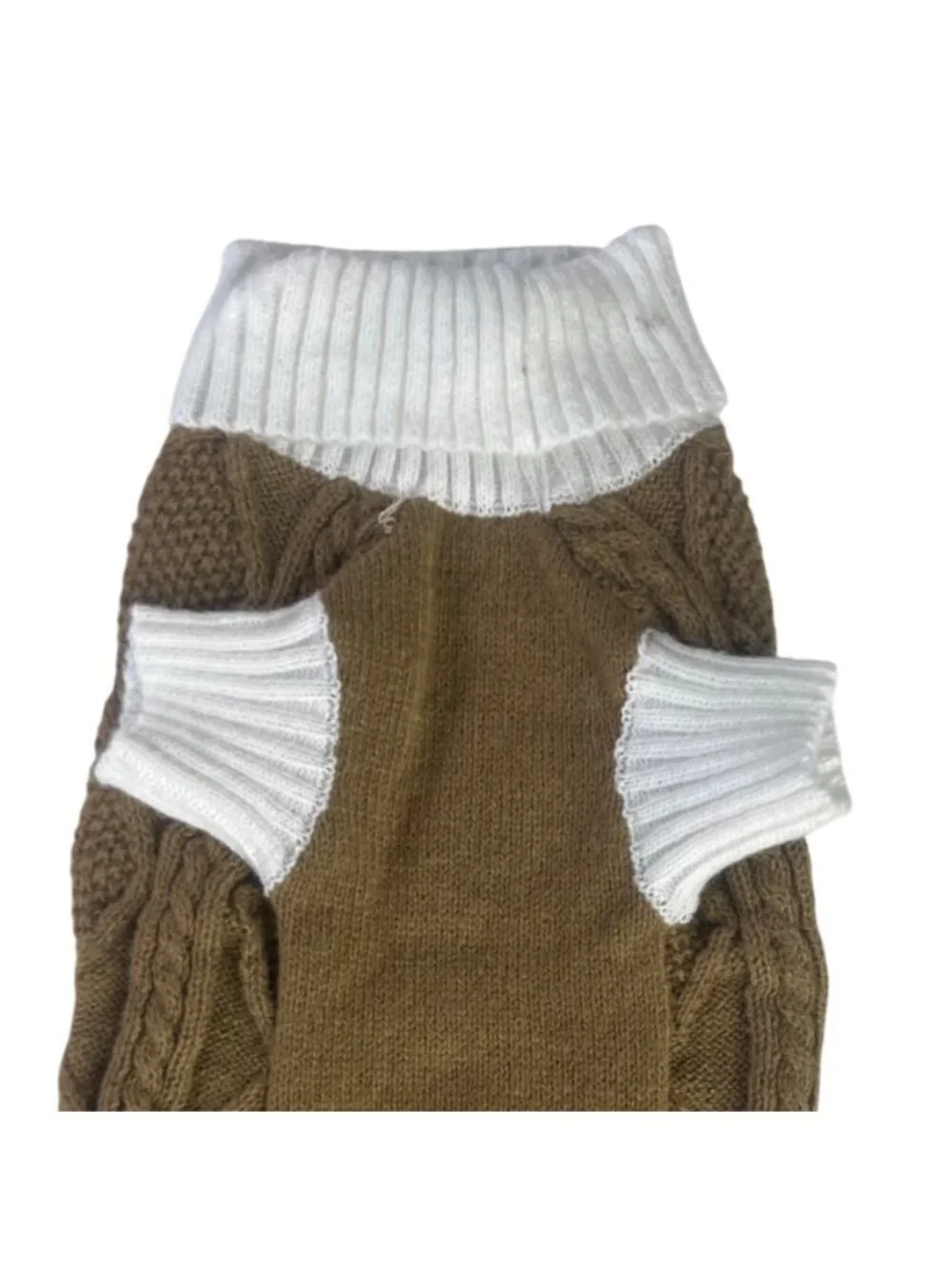 Lorehelina Dog Cable Knit Sweater Large‎ Brown White Large New Warm Pet Apparel
